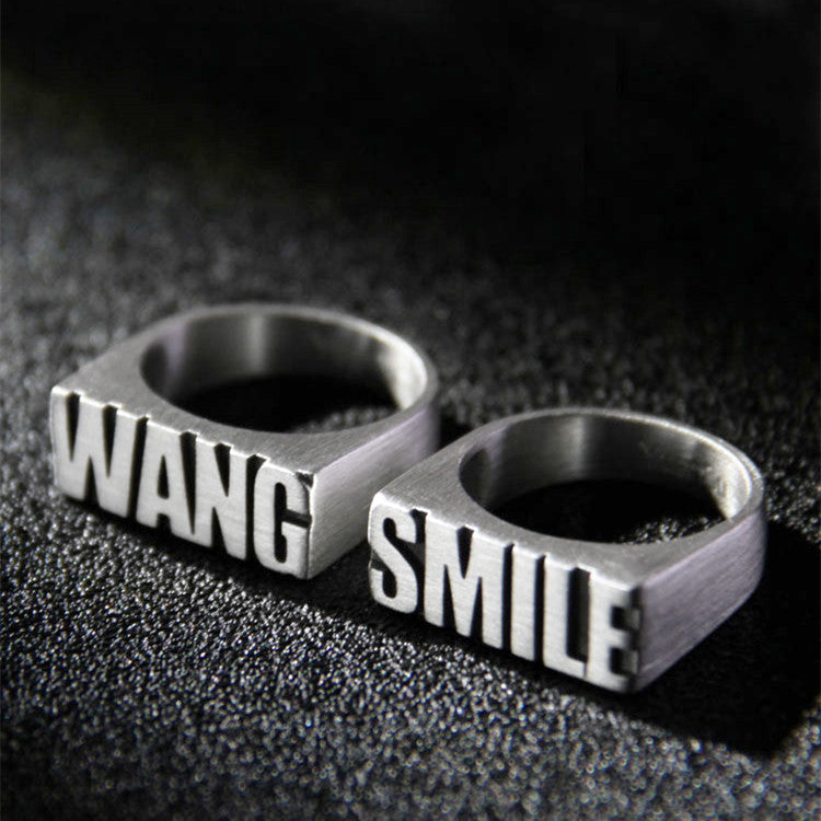 Customized Alphabet Couple Ring Customized Sterling Silver Couple Style Customized Alphabet Couple Ring Customized Sterling Silver Couple Style